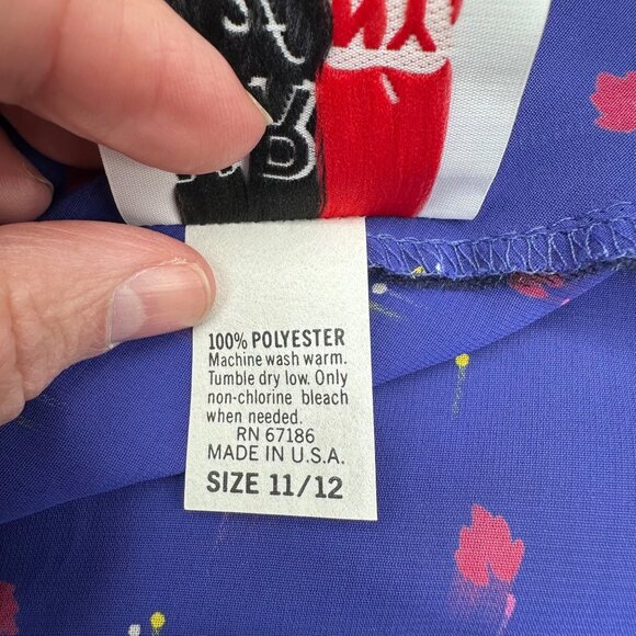 Vintage Purple Dress 90s Sheer Shoulder Pad Belt Size 11/12 KR Of NY USA Floral - Picture 5 of 8